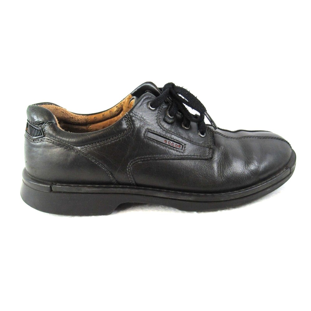 Ecco Mens Fusion Casual Walking Shoes Black Leather Lace Up Bicycle Toe EUR 46